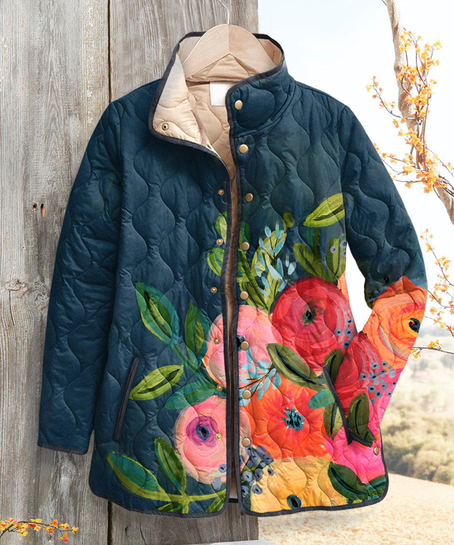 Frances | Lantlig blommig quiltad jacka