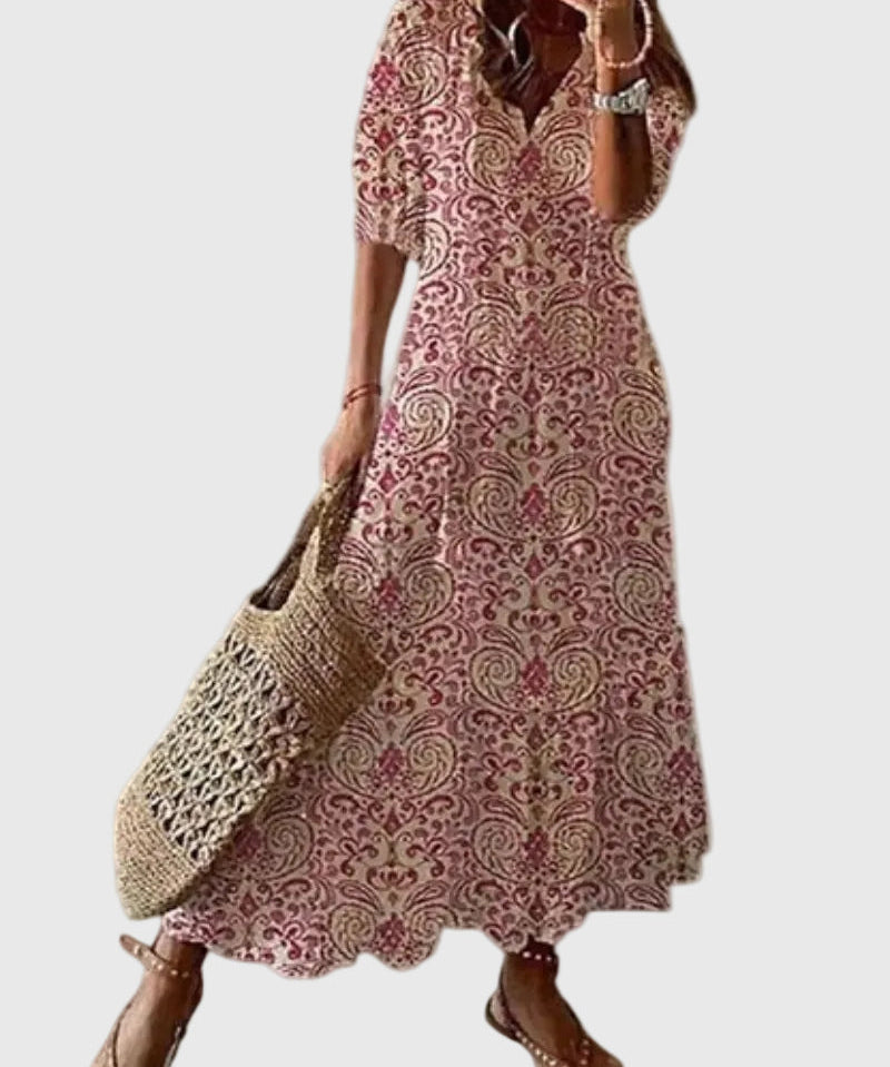 Signe – Boho vintage sommarmaxiklänning