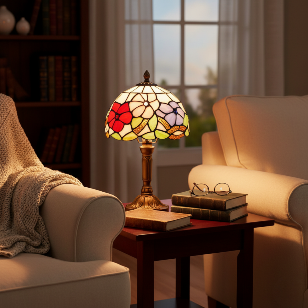 ROSAVIA | FÄRGGLAD TIFFANY-STIL LAMPA