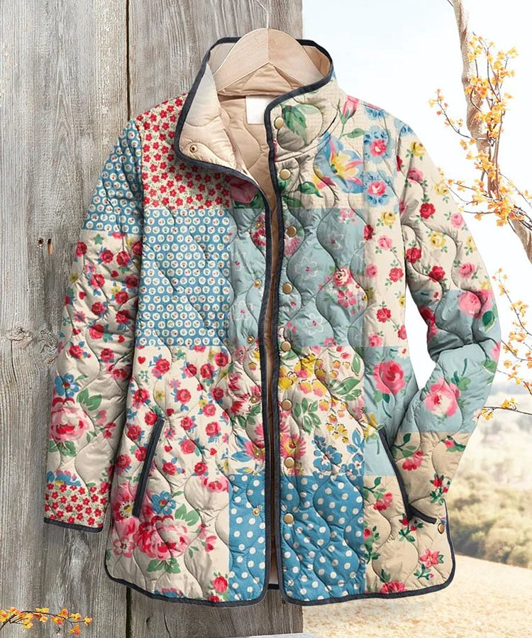 Marjorie | Blommönstrad quiltad jacka