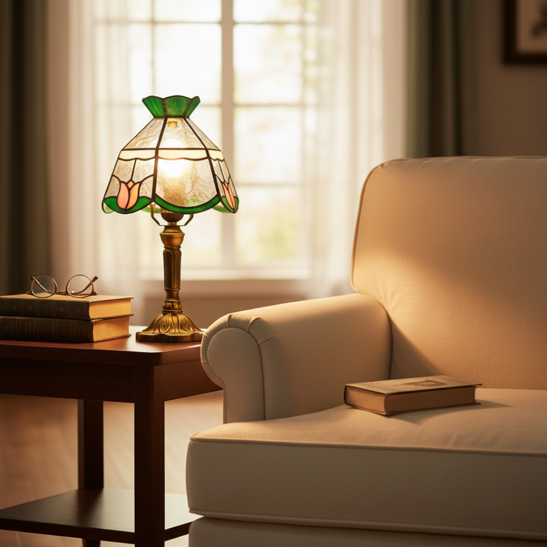 TULISSE | HANTVERK TIFFANY FÄRGAT GLAS LAMPA