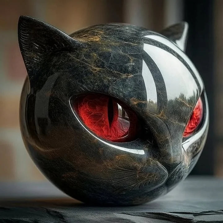 NyxCharm – Mystisk Svart Katt Huvud Skulptur