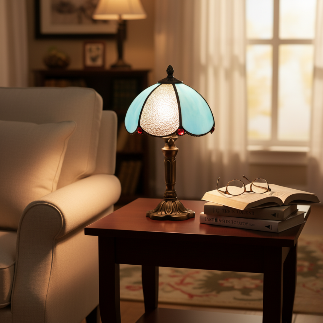 AZURIA | LYXIG TIFFANY BLÅ GLASLAMP