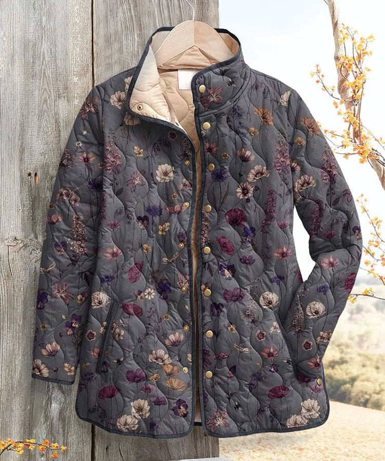 Evelyn | Vintageblommig quiltad jacka