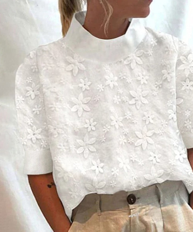 Med Broderad Hög Krage Carla