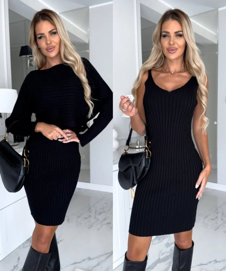 Maja – Ribbad stickad tvådelad set
