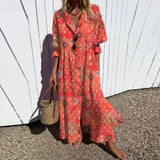 Vivi – Boho-klänning med djup v-ringning och löst sittande snitt
