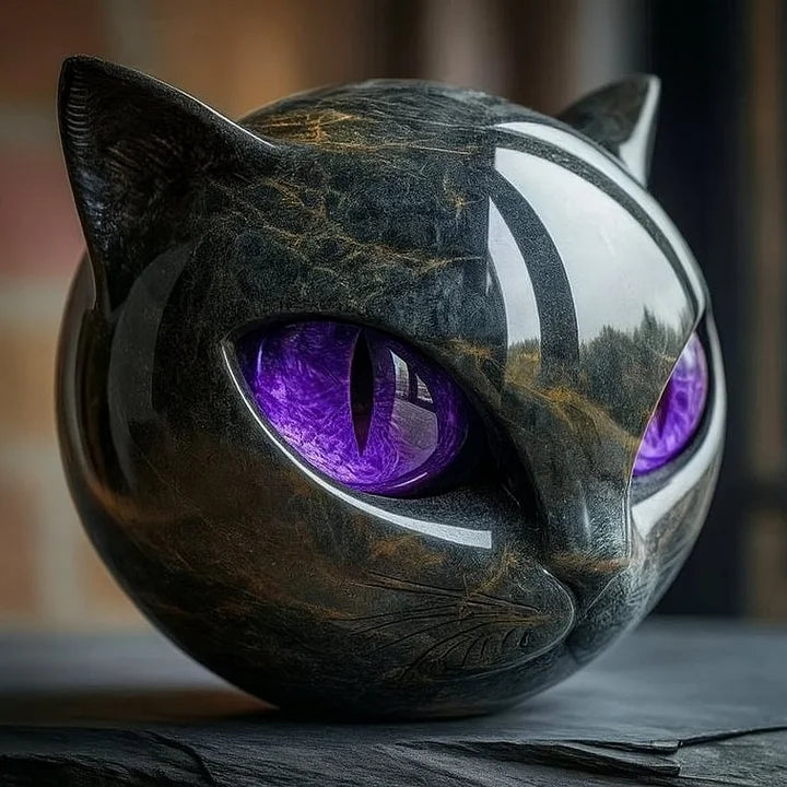 NyxCharm – Mystisk Svart Katt Huvud Skulptur