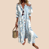 Vivi – Boho-klänning med djup v-ringning och löst sittande snitt