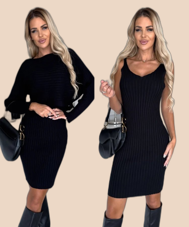 Maja – Ribbad stickad tvådelad set